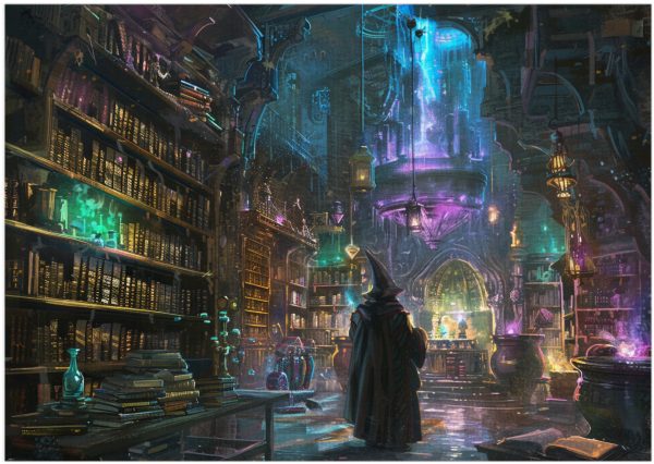 Wizard's Library Jigsaw Puzzle, Oil Painting Style Wall Art, 300/500/1000 Piece